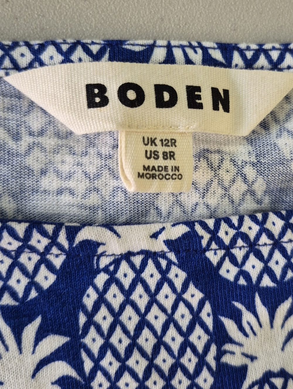 Boden Florrie Jersey Pineapple Print Dress Pockets Size 8 - Picture 13 of 16